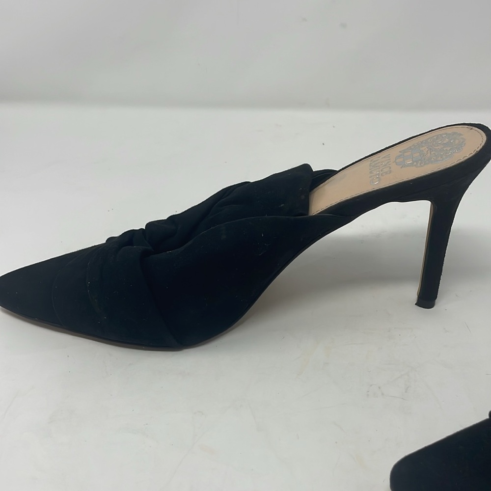 Vince Camuto Black Faux Suede Mule Heels Size 11 - Picture 5 of 13